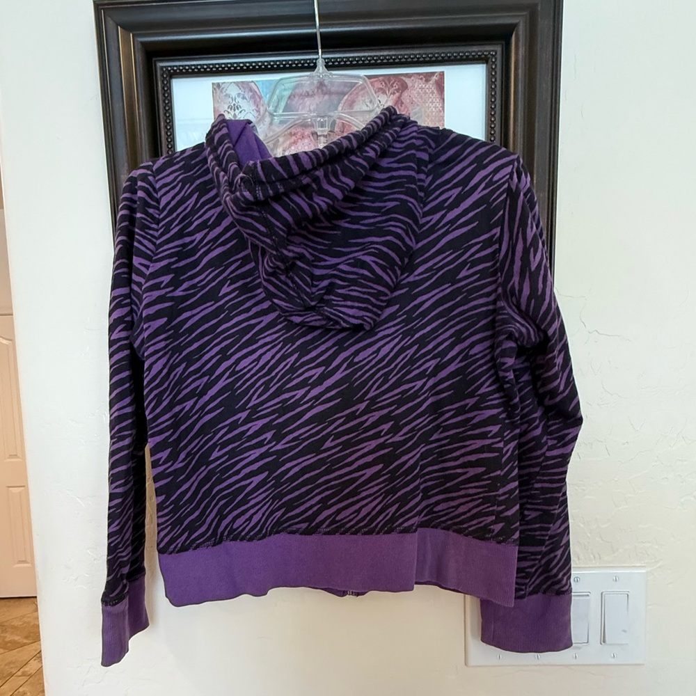 Purple zebra print hoodie silver studded pockets skull details Abbey dawn vibes! - Picture 3 of 8